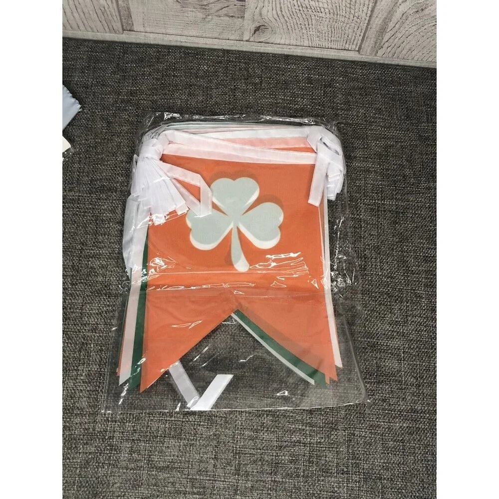 St Patricks Day Hanging Party Green Orange Swirls Banner Decorations Classroom